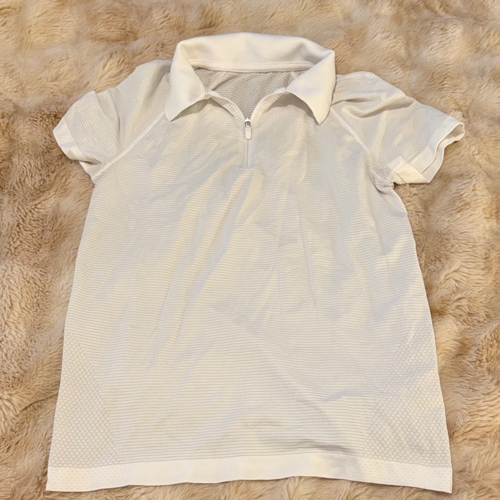 lululemon athletica White Short Sleeve Polo Zip Tee